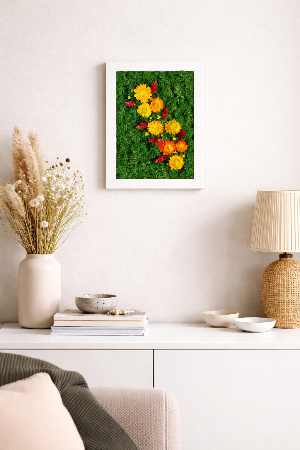 Islandmoosbild mit Blumen 1