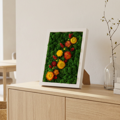 Moosbild mit Blumen Lina 22,5 x 32,5 cm