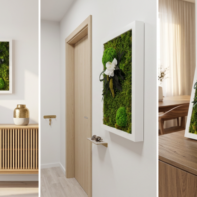 Moosbild mit Hortensien Klara 3x