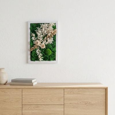 Moosbild mit Pflanzen Ruskus Gold 22,5 x 32,5 cm