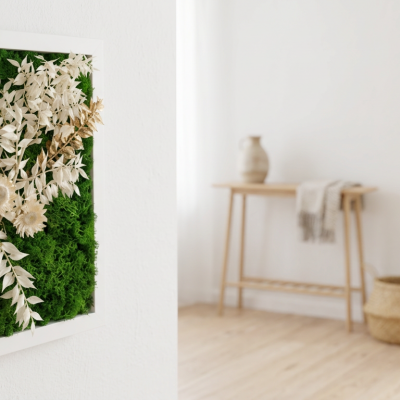 Moosbild mit Pflanzen Ruskus Gold seitlich